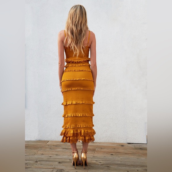 V. Chapman Mustard Ruffle Dress - Picture 12 of 14